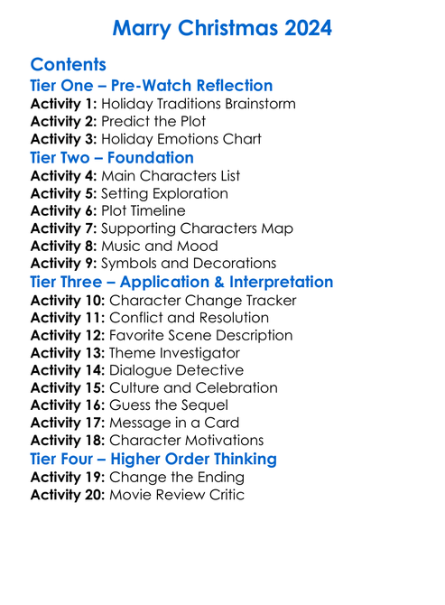 Marry Christmas 2024 Worksheet Activity Booklet