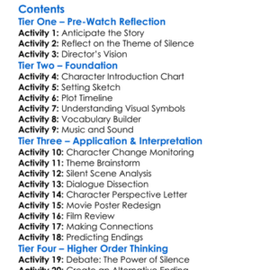 Martin Scorseses Journey Into Silence 2017 Worksheet Activity Booklet