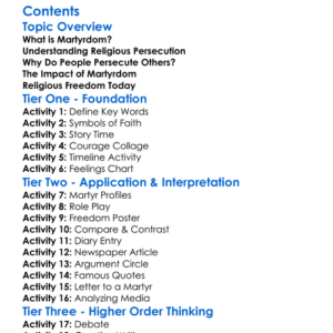 Martyrdom And Religious Persecution Worksheet Activity Booklet