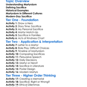 Martyrdom And Sacrifice Worksheet Activity Booklet