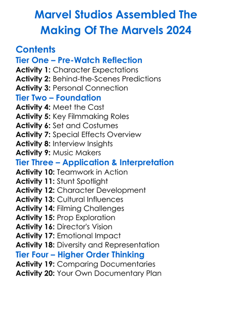 Marvel Studios Assembled The Making Of The Marvels 2024 Worksheet Activity Booklet