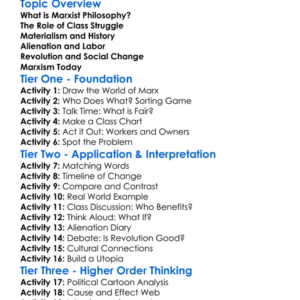 Marxist Philosophy Worksheet Activity Booklet