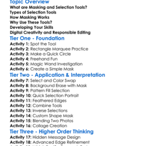 Masking And Selection Tools Worksheet Activity Booklet