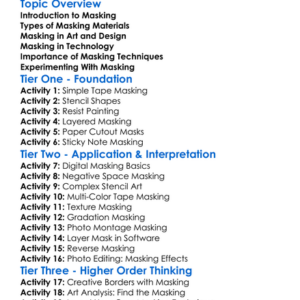 Masking Techniques Worksheet Activity Booklet