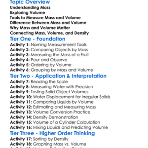 Mass And Volume Worksheet Activity Booklet