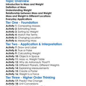 Mass And Weight Worksheet Activity Booklet