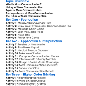 Mass Communication Worksheet Activity Booklet