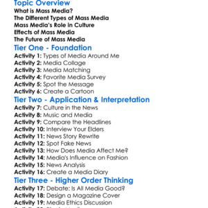 Mass Media And Culture Worksheet Activity Booklet