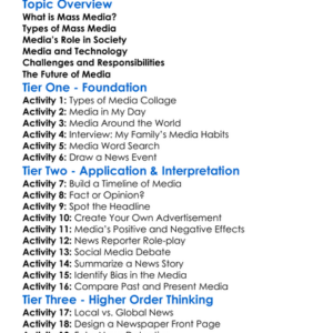 Mass Media And Society Worksheet Activity Booklet