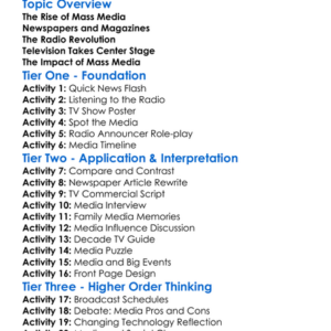 Mass Media In The 20Th Century Worksheet Activity Booklet