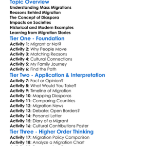 Mass Migrations And Diasporas Worksheet Activity Booklet