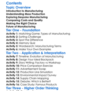 Mass Production Vs Bespoke Manufacturing Worksheet Activity Booklet