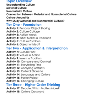 Material And Nonmaterial Culture Worksheet Activity Booklet