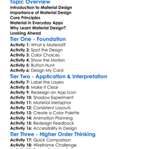 Material Design Principles Worksheet Activity Booklet