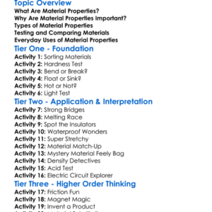 Material Properties Worksheet Activity Booklet