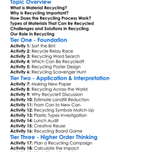 Material Recycling Worksheet Activity Booklet