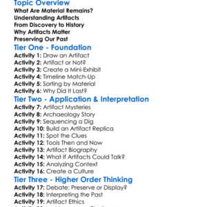 Material Remains And Artifacts Worksheet Activity Booklet