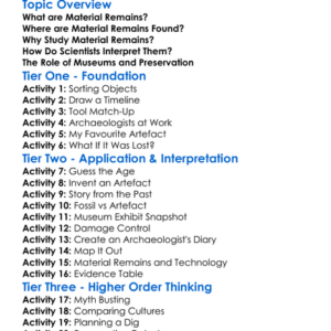 Material Remains Worksheet Activity Booklet