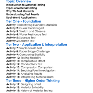 Material Testing Methods Worksheet Activity Booklet