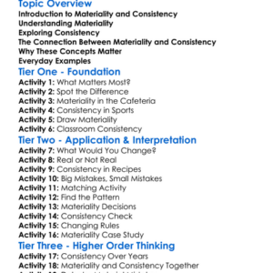 Materiality And Consistency Worksheet Activity Booklet