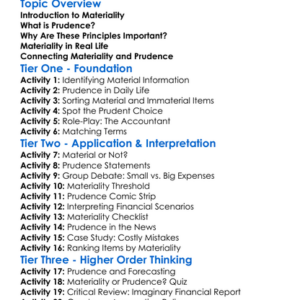Materiality And Prudence Worksheet Activity Booklet