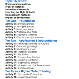 Materials Properties And Selection Worksheet Activity Booklet