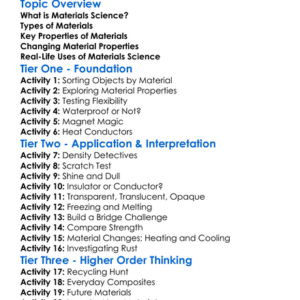 Materials Science And Properties Worksheet Activity Booklet