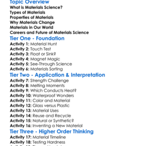 Materials Science Basics Worksheet Activity Booklet