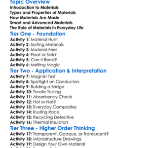Materials Science Worksheet Activity Booklet
