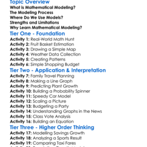 Mathematical Modeling Worksheet Activity Booklet