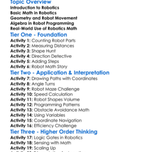 Mathematics For Robotics Worksheet Activity Booklet