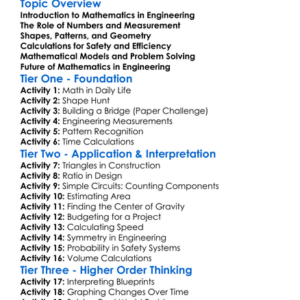 Mathematics In Engineering Worksheet Activity Booklet