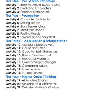 Matilda Worksheet Activity Booklet
