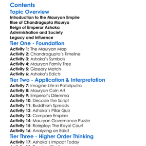 Mauryan Empire And Ashoka The Great Worksheet Activity Booklet