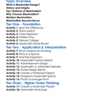 Maximalist Design Worksheet Activity Booklet