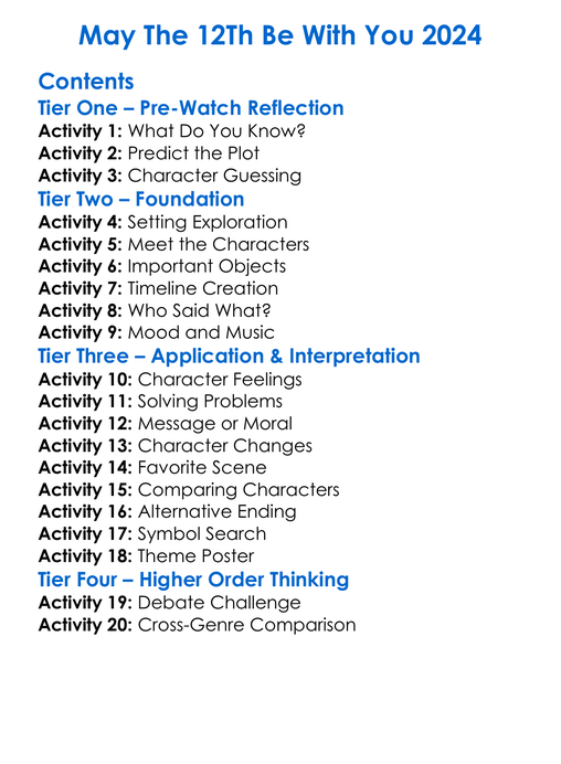 May The 12Th Be With You 2024 Worksheet Activity Booklet