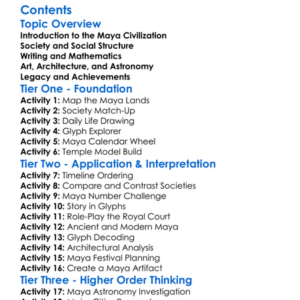 Maya Civilization Society And Achievements Worksheet Activity Booklet