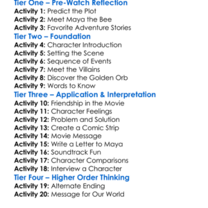 Maya The Bee The Golden Orb Worksheet Activity Booklet