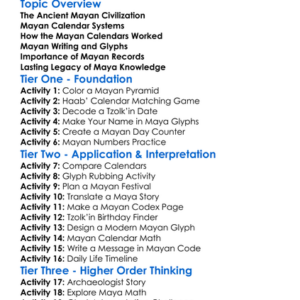 Mayan Calendar And Writing Worksheet Activity Booklet