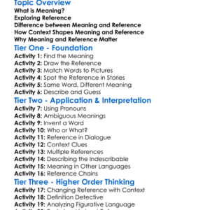 Meaning And Reference Worksheet Activity Booklet