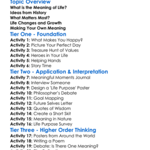 Meaning Of Life Worksheet Activity Booklet