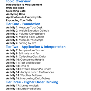 Measurement And Data Analysis Worksheet Activity Booklet