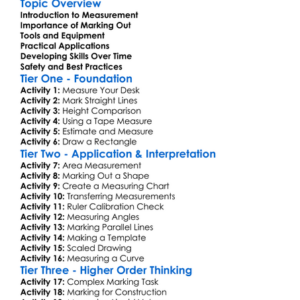 Measurement And Marking Out Worksheet Activity Booklet