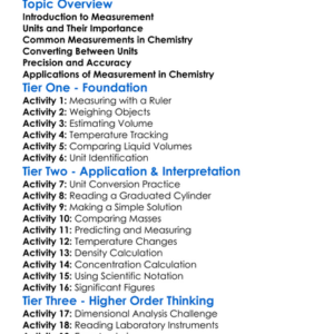 Measurement And Units In Chemistry Worksheet Activity Booklet