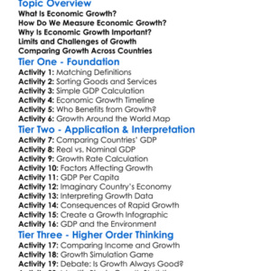Measurement Of Economic Growth Worksheet Activity Booklet