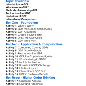 Measurement Of Gdp Worksheet Activity Booklet