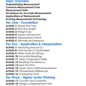 Measurement Tools And Techniques Worksheet Activity Booklet