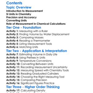 Measurements And Units In Chemistry Worksheet Activity Booklet