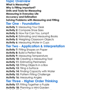 Measuring And Fitting Worksheet Activity Booklet