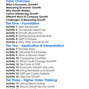 Measuring Economic Growth Worksheet Activity Booklet